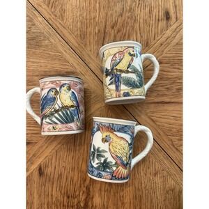 Takahashi San Francisco Hand Decorated Parrot Cockatoo Macaw‎ Coffee Mugs(3)